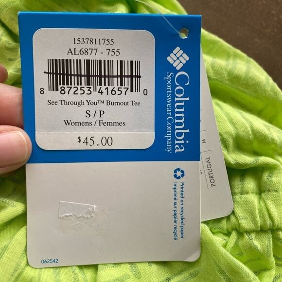 Columbia NWT Women's S See Through You Sheer Burnout Peplum Short Sleeve Top - Picture 8 of 11